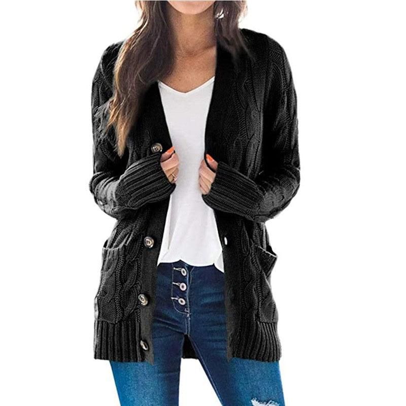 2020 autumn and winter sweater large cardigan knitted sweater women's medium length coat M108