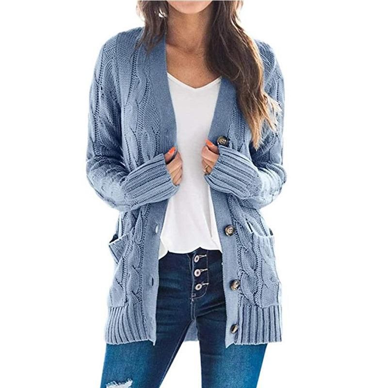 2020 autumn and winter sweater large cardigan knitted sweater women's medium length coat M108