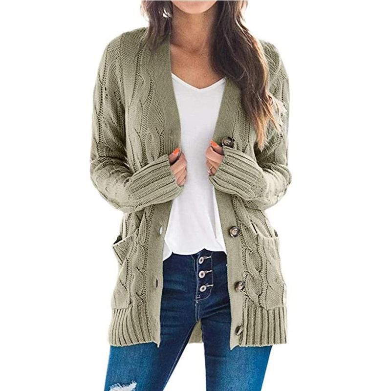 2020 autumn and winter sweater large cardigan knitted sweater women's medium length coat M108