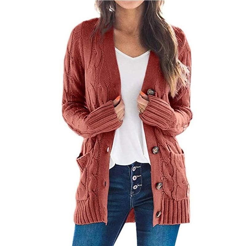 2020 autumn and winter sweater large cardigan knitted sweater women's medium length coat M108