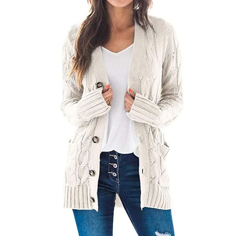 2020 autumn and winter sweater large cardigan knitted sweater women's medium length coat M108