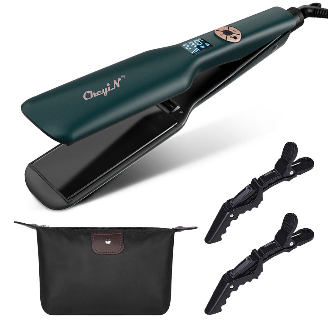Professional Hair Straightener LCD Digital Ceramic 12 Files Temperature Styling Tool Fast Heating Wide Plate Flat  39 Blue
