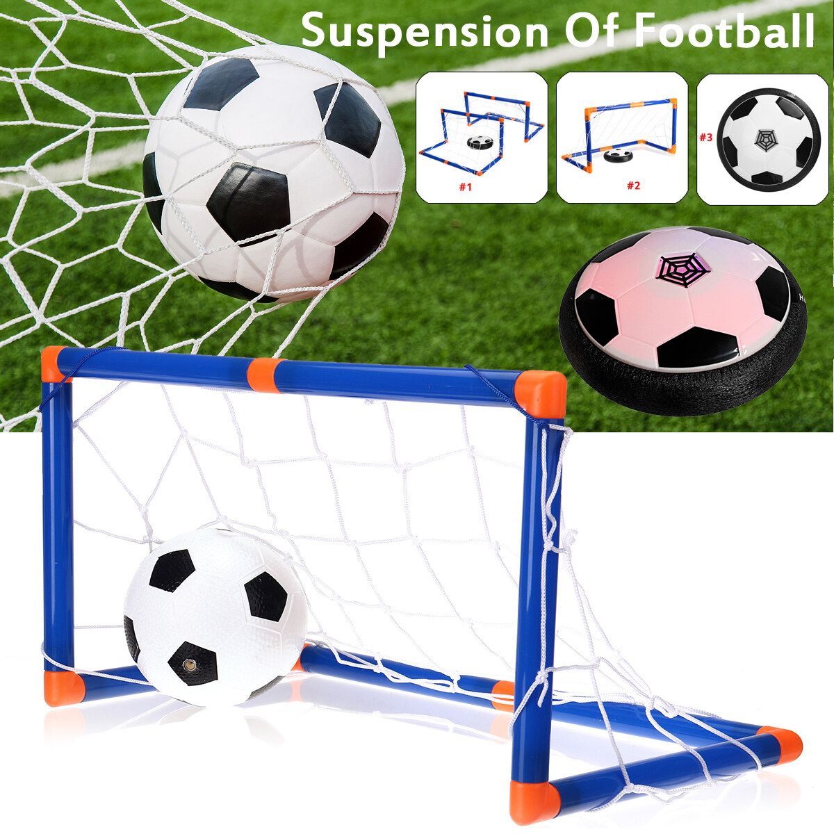 Youth Soccer Goal Net Football Sports Pump Set Outdoor Indoor Training Children Football+Goal Net（2 Door）