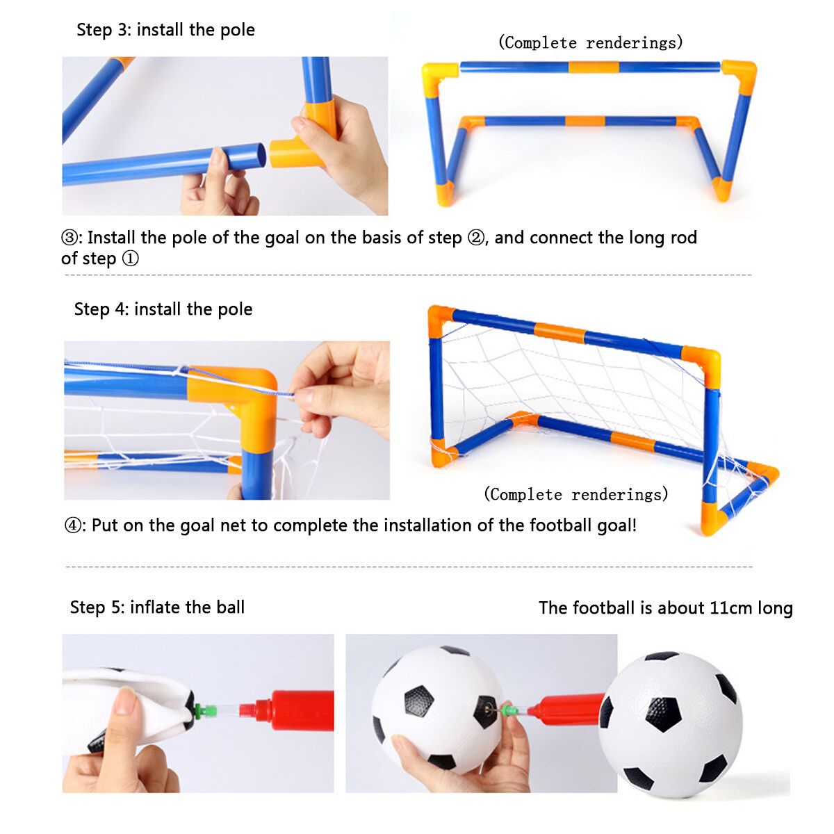 Youth Soccer Goal Net Football Sports Pump Set Outdoor Indoor Training Children Football+Goal Net（2 Door）