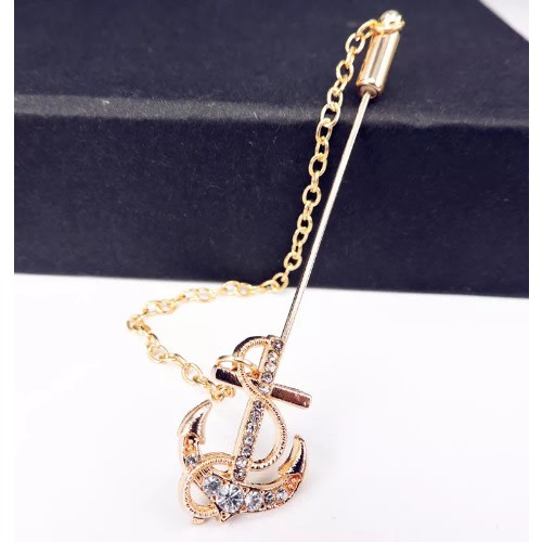 Anchor Lapel Brooch - Gold