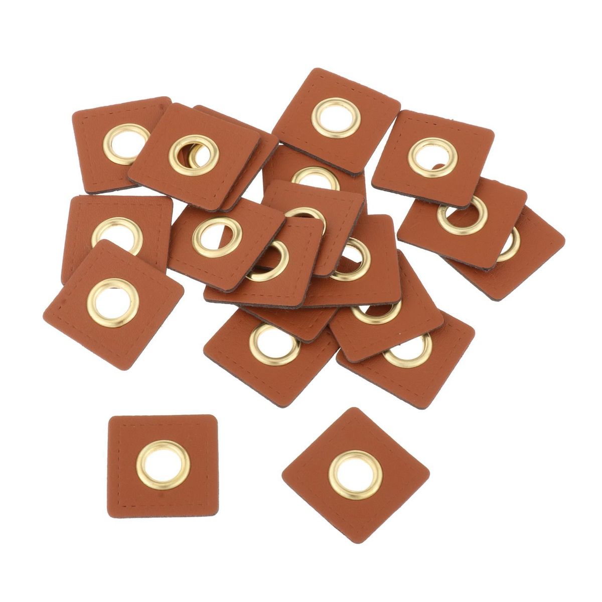Badges Patch Metal Eyelets Grommets Patch Knitting Brown Square