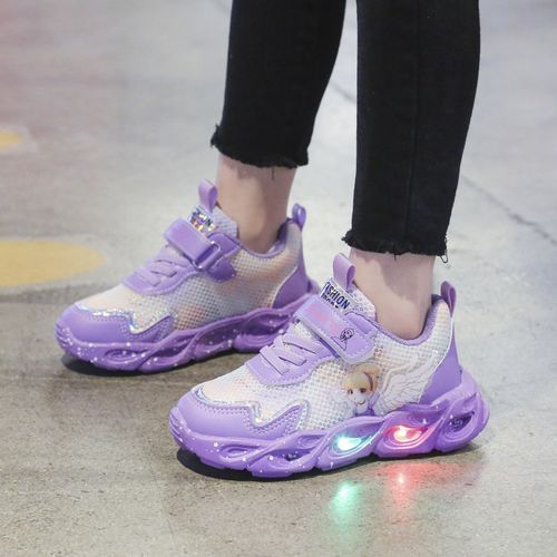 Kids LED Light-up Shoes Girls Velcro Sneakers Purple