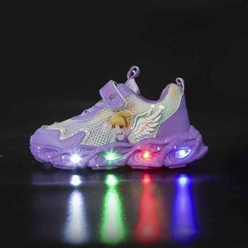 Kids LED Light-up Shoes Girls Velcro Sneakers Purple
