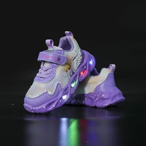 Kids LED Light-up Shoes Girls Velcro Sneakers Purple