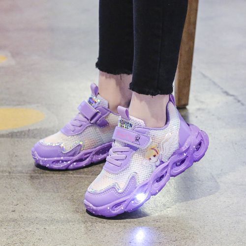 Kids LED Light-up Shoes Girls Velcro Sneakers Purple