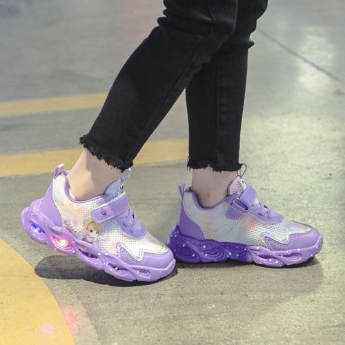 Kids LED Light-up Shoes Girls Velcro Sneakers Purple