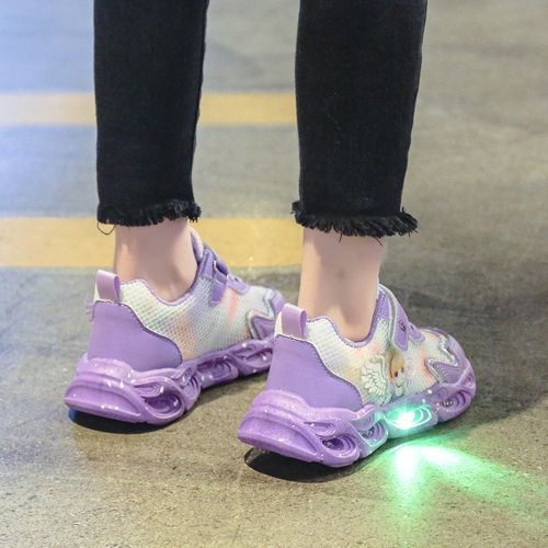 Kids LED Light-up Shoes Girls Velcro Sneakers Purple