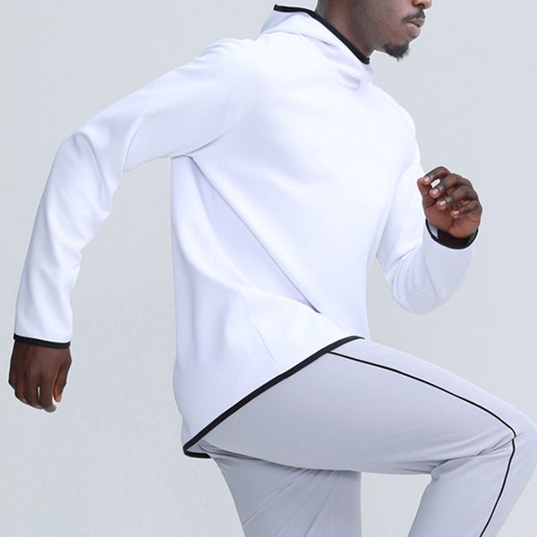 Long-sleeved Solid Color Hooded Sports Sweater Men's Stand-up Collar Fashion Sports Hipster Training Fitness Sweater