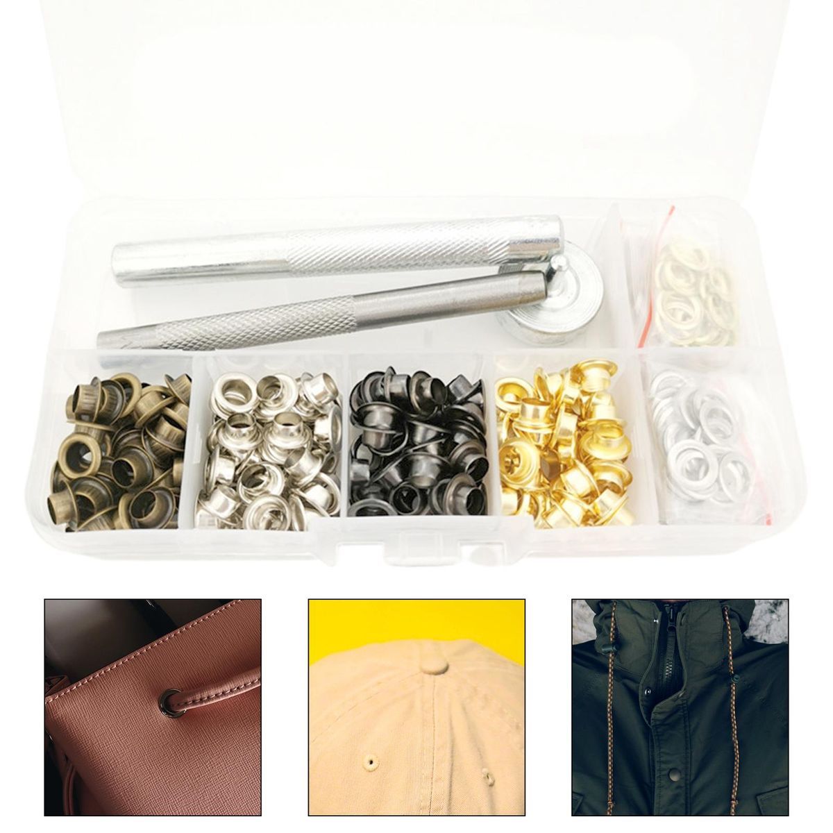 5mm Eyelets Grommets Tool  Solid Washer Leather Craft 200 Sets