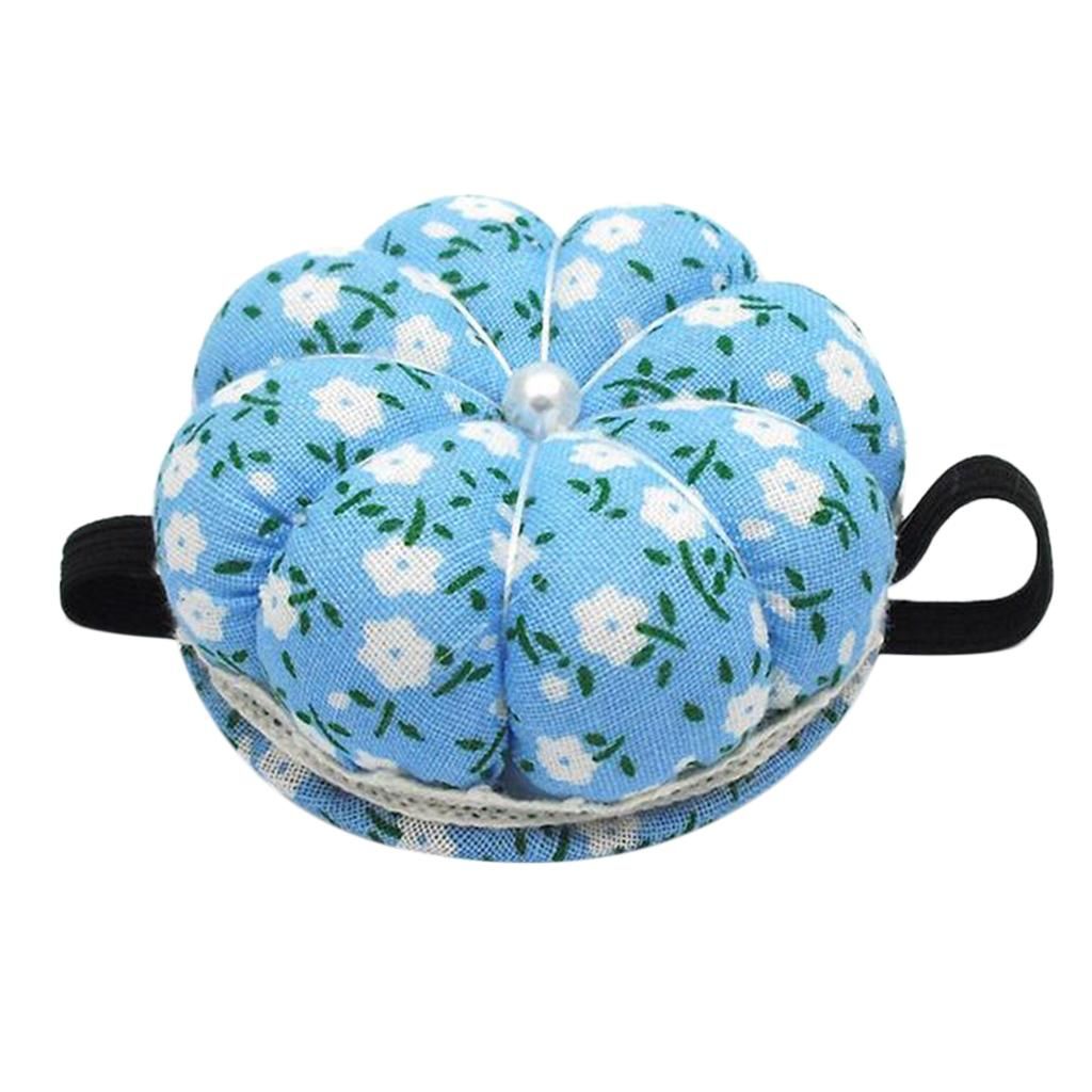 Lovely Wrist Pin Cushion Pumpkin Shape Wearable  Cushions With Blue