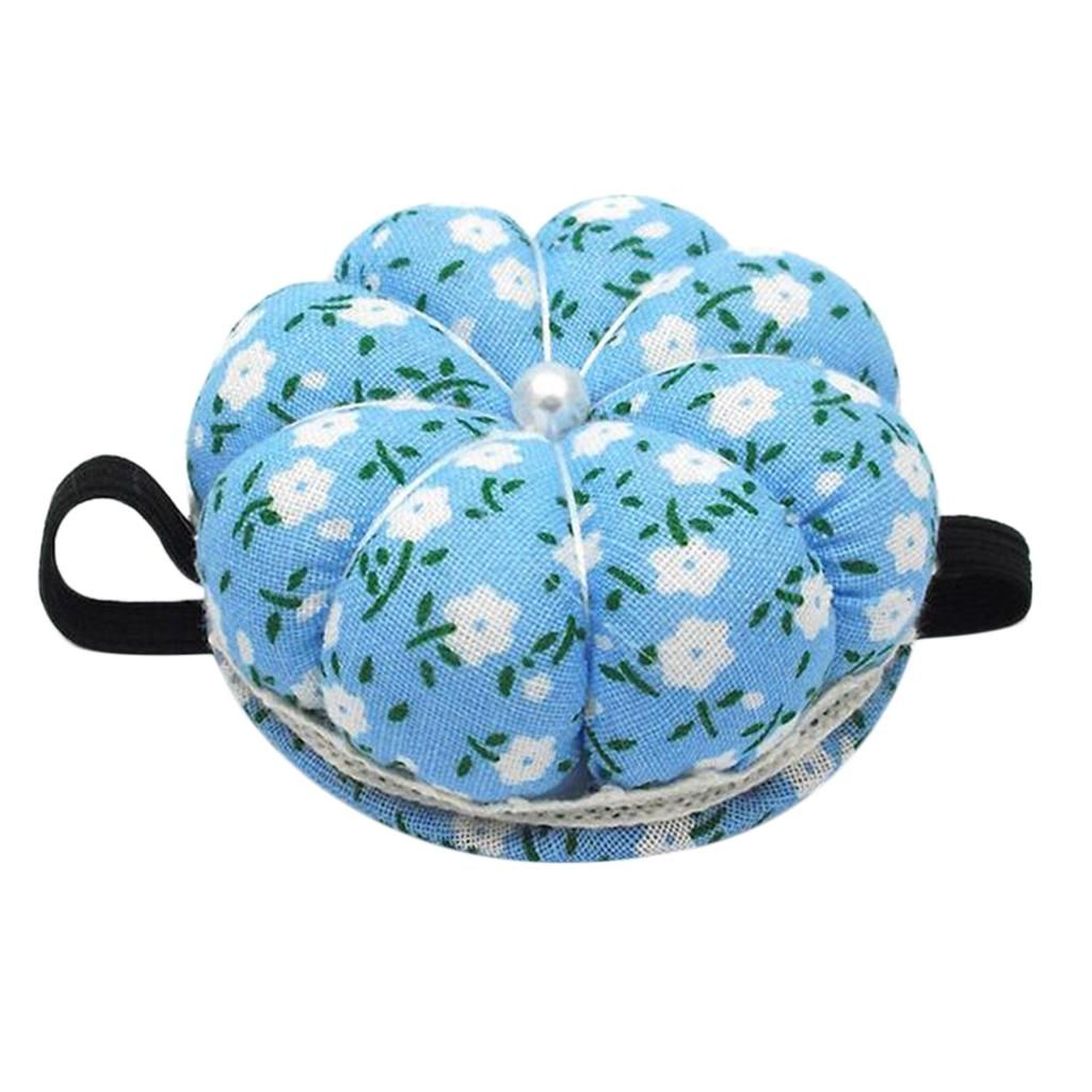 Lovely Wrist Pin Cushion Pumpkin Shape Wearable  Cushions With Blue