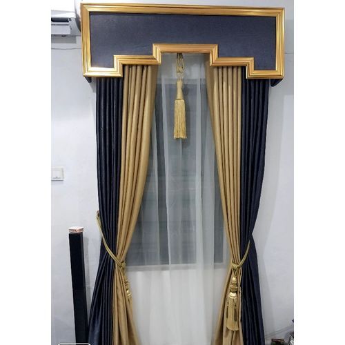 High Quality Combo Curtains Set -Gray & Gold