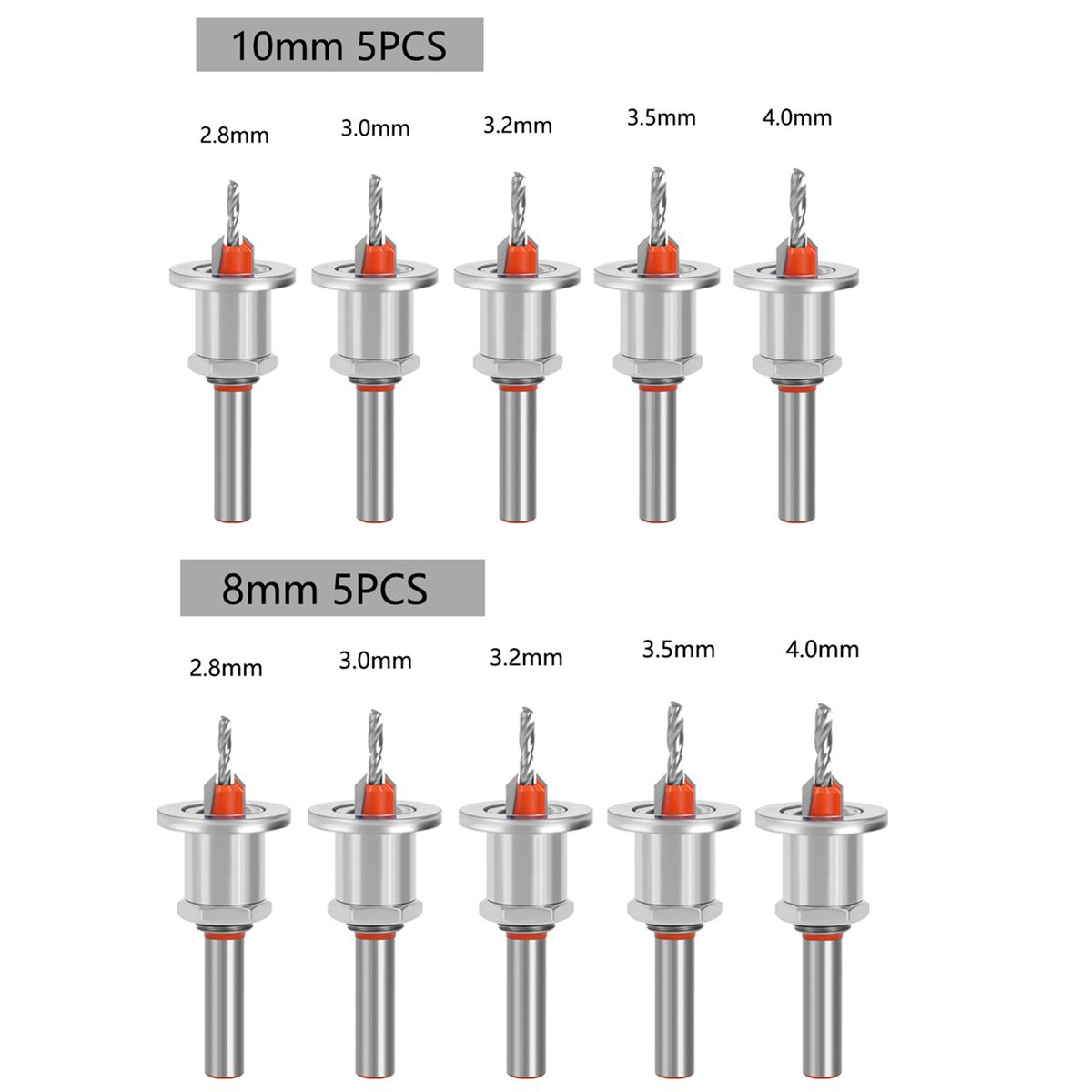 5Pc 10Mm HSS Countersink Woodworking Router Bit Set Milling  Screw Extractor Demolition Wood Core Drill Bits