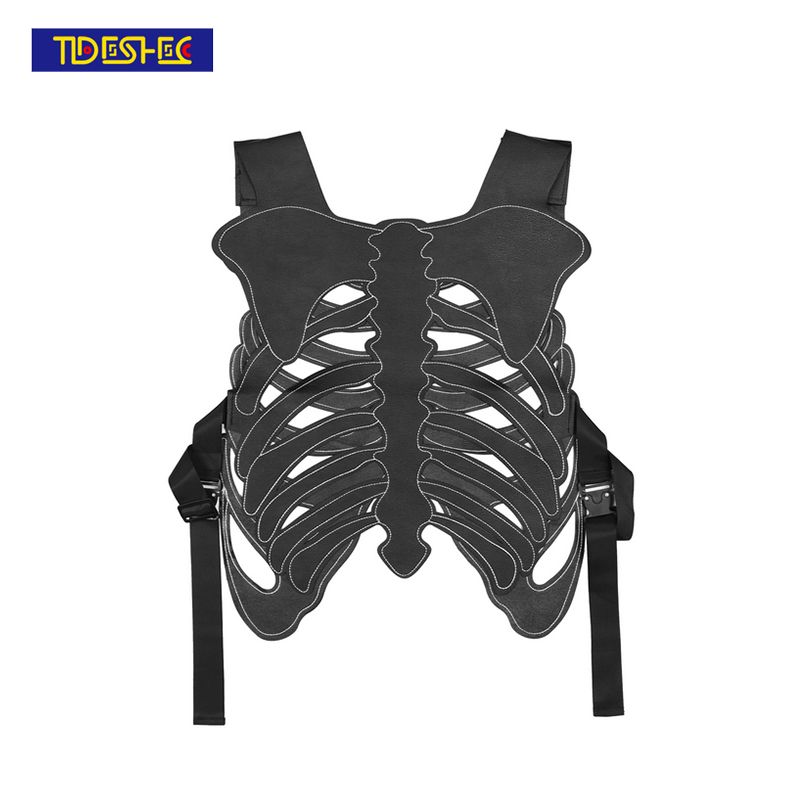 Tideshec Punk Designer Men's Vest Adjustable Skeleton Vest One Size Jacket