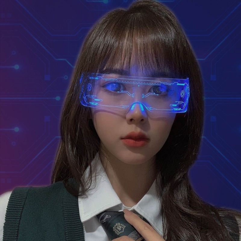 LED Visor Glasses Cyberpunk Light Up Glasses With 7 Colors