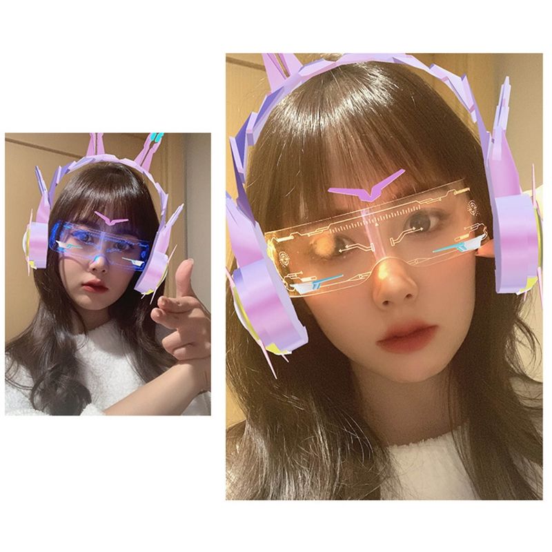 LED Visor Glasses Cyberpunk Light Up Glasses With 7 Colors