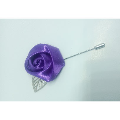 Purple Lapel Brooch With Silver Leaf + Free Box