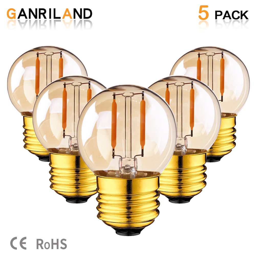 GANRILAND DC AC 12V-24V 1W LED G40 Filament COB Light Bulb