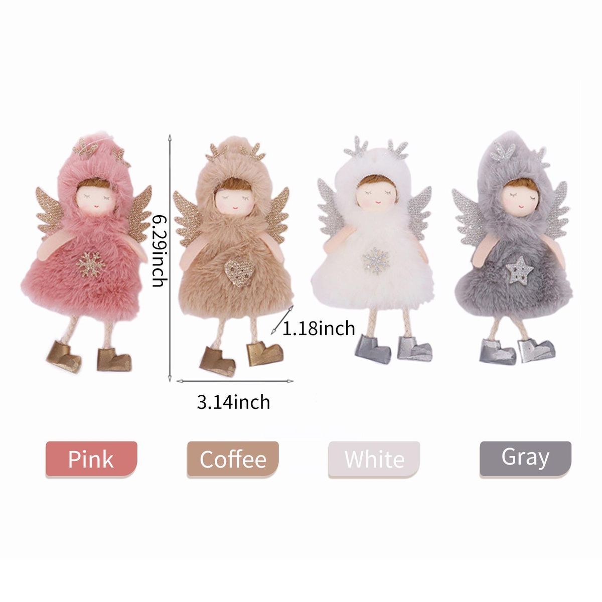 Angel with Wings Pendants Ornament Christmas Tree Hanging Sign Merry Christmas Xmas Tree Hanging Decorations DIY Xmas Party Ornaments