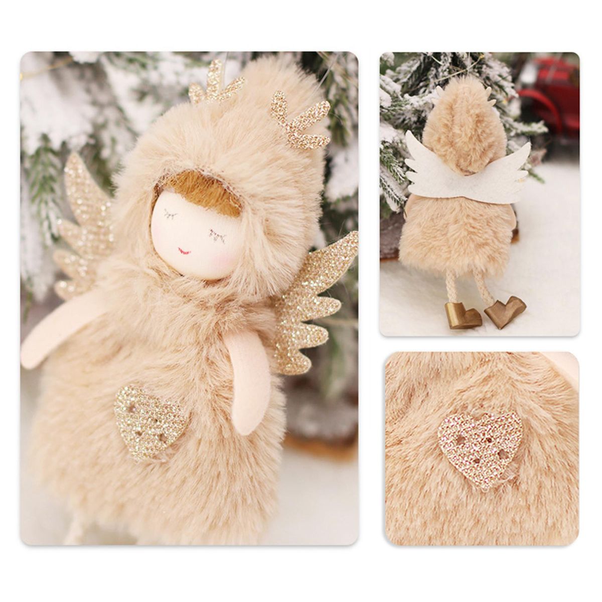 Angel with Wings Pendants Ornament Christmas Tree Hanging Sign Merry Christmas Xmas Tree Hanging Decorations DIY Xmas Party Ornaments