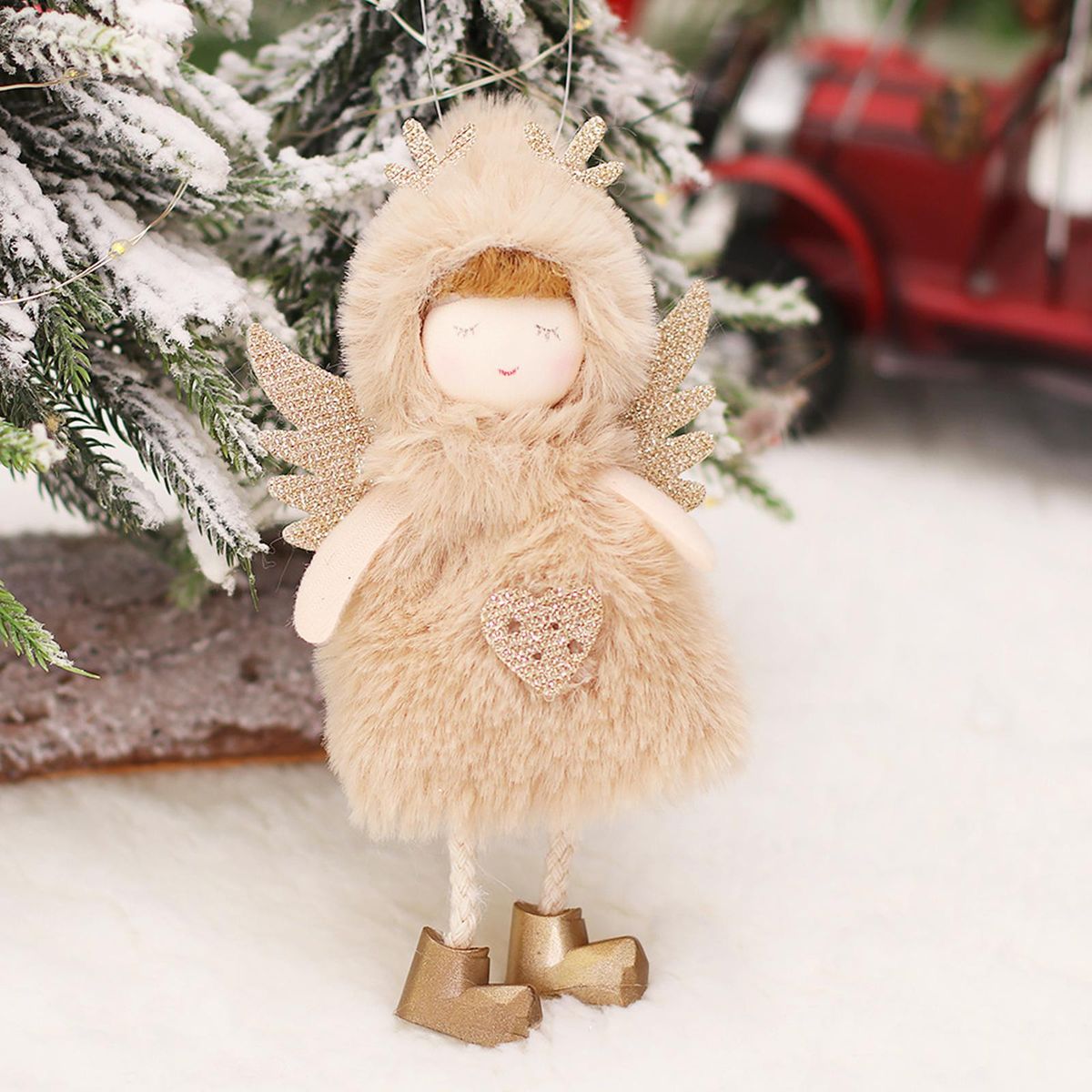 Angel with Wings Pendants Ornament Christmas Tree Hanging Sign Merry Christmas Xmas Tree Hanging Decorations DIY Xmas Party Ornaments