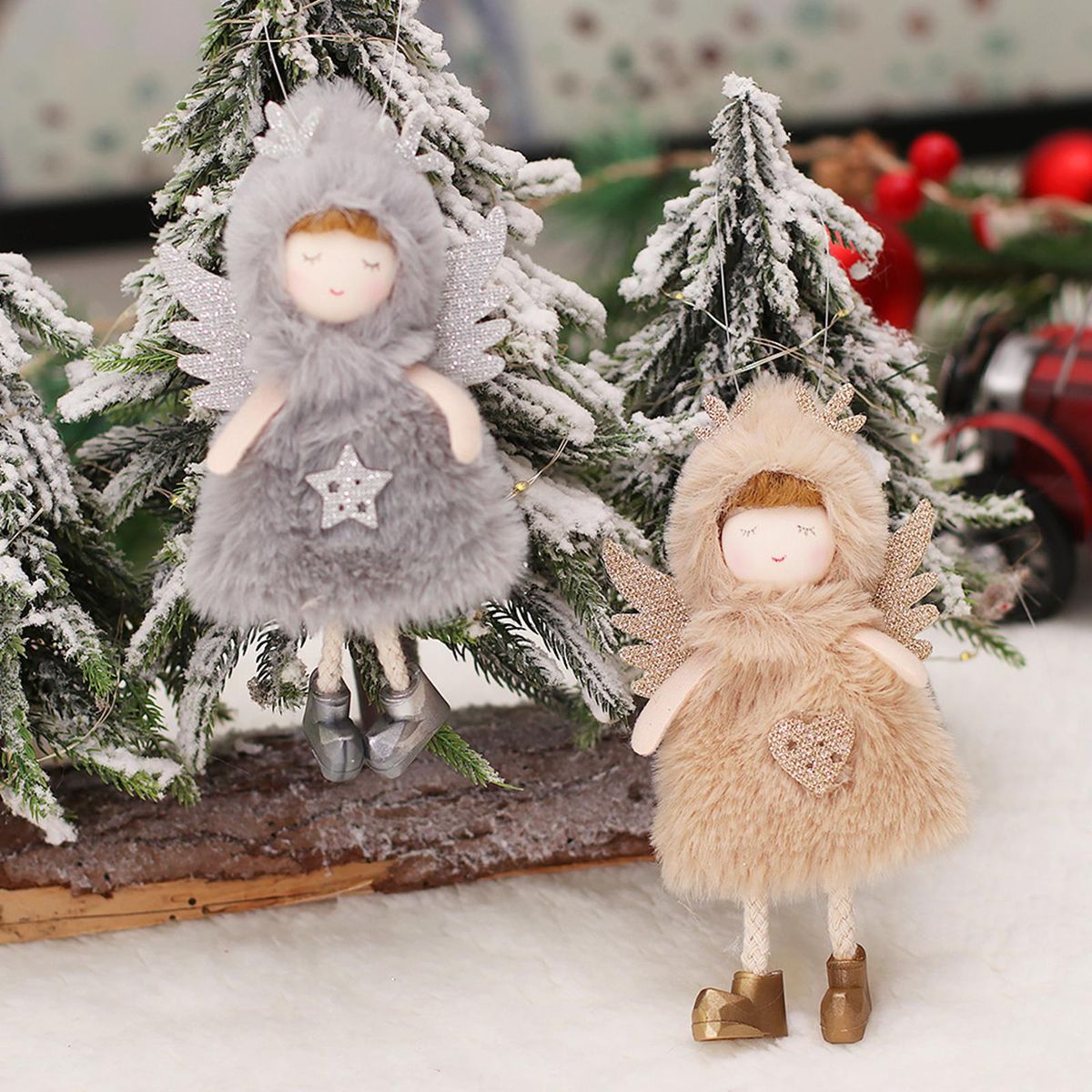 Angel with Wings Pendants Ornament Christmas Tree Hanging Sign Merry Christmas Xmas Tree Hanging Decorations DIY Xmas Party Ornaments