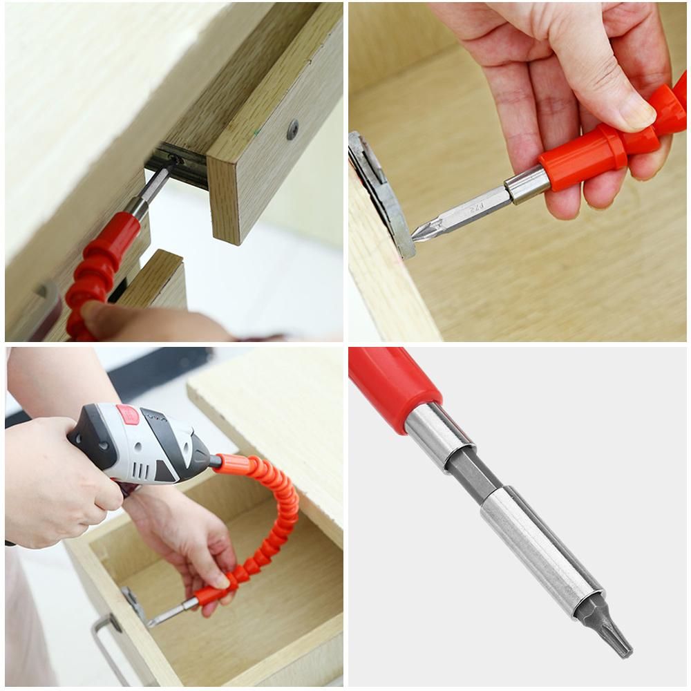 Flexible Drill Bit Extension 275mm Bendable Soft Shaft with 10Pcs Screwdriver Bit Set 1Pc Magnetic Drill Extension Bar for Home Furniture
