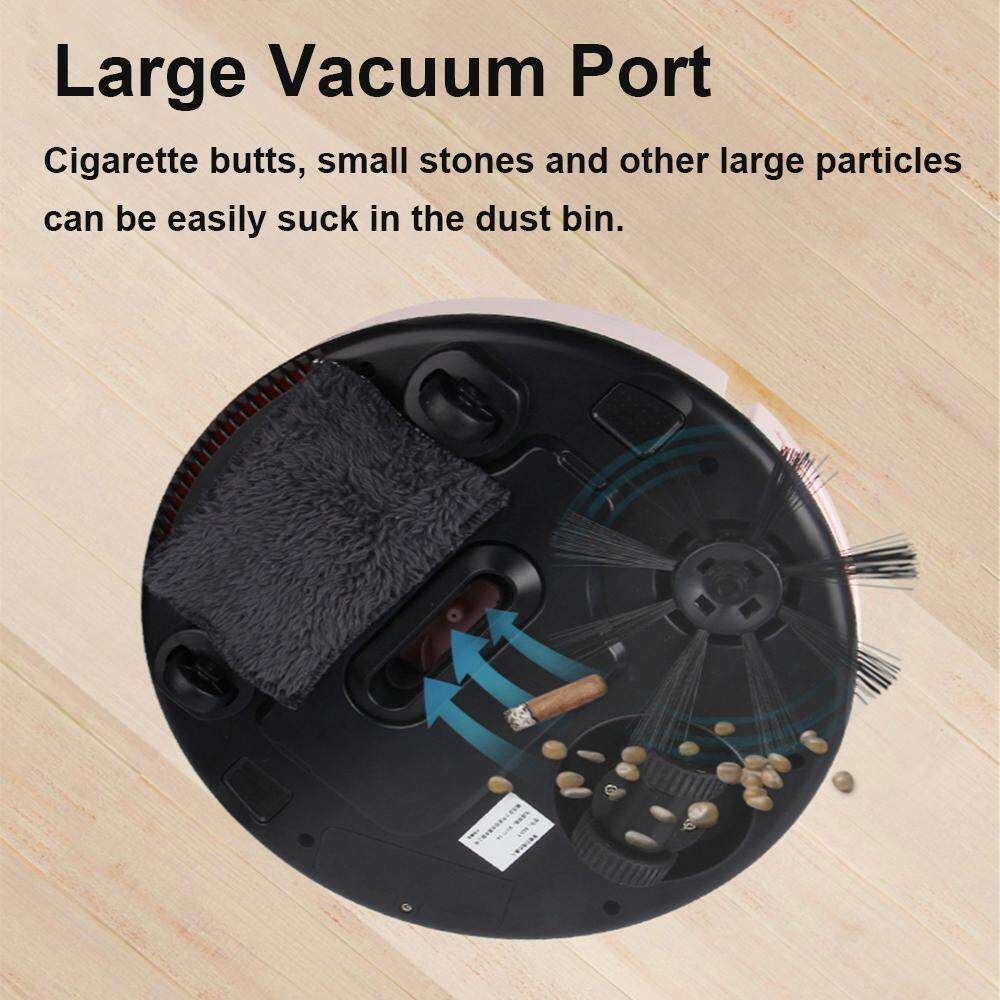3-in-1 Smart Sweeper Robot Automatic 1800PA Strong Suction Floor Cleaner Mop Black