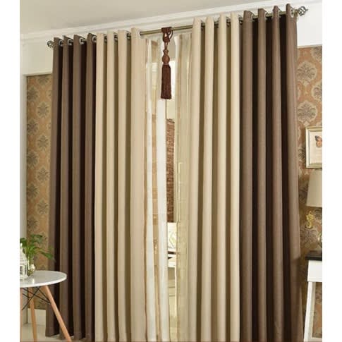Multi-curtains -2 In 1 Set - Brown And Gold.