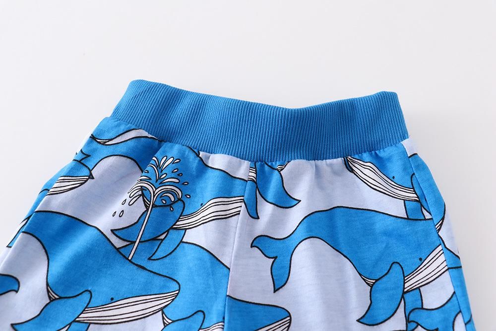Boys' Cartoon Half Sleeve Children's Suit Short Sleeve Shorts Two-Piece Cotton Texture Pri