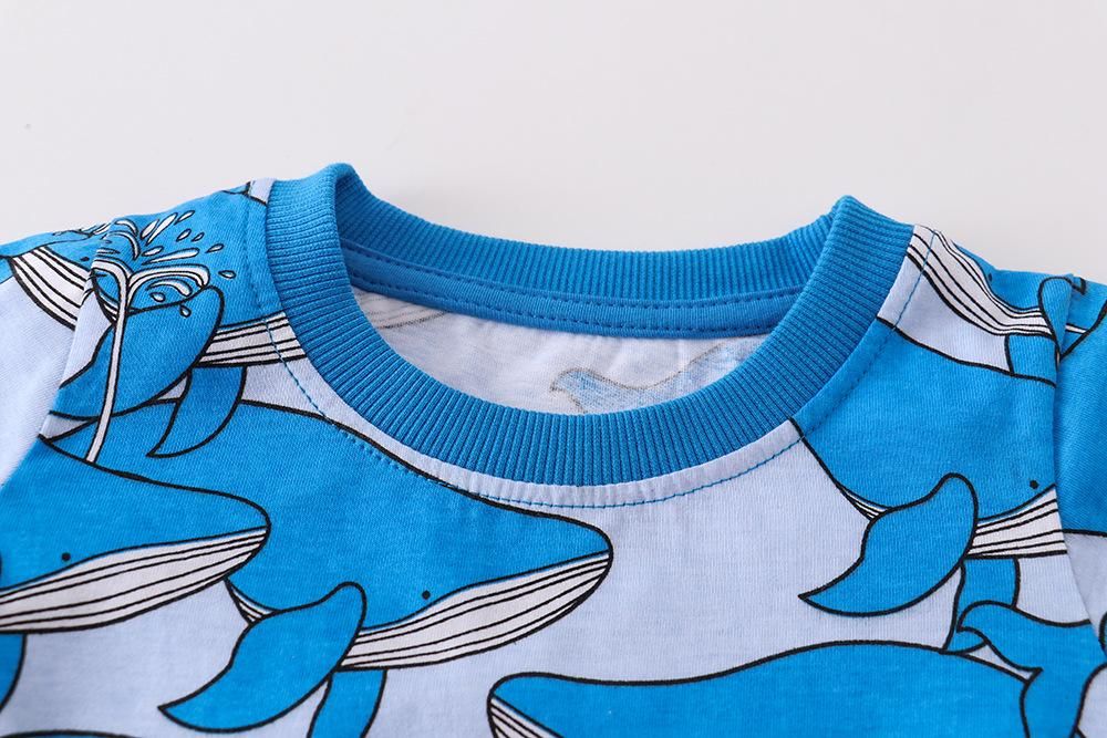 Boys' Cartoon Half Sleeve Children's Suit Short Sleeve Shorts Two-Piece Cotton Texture Pri