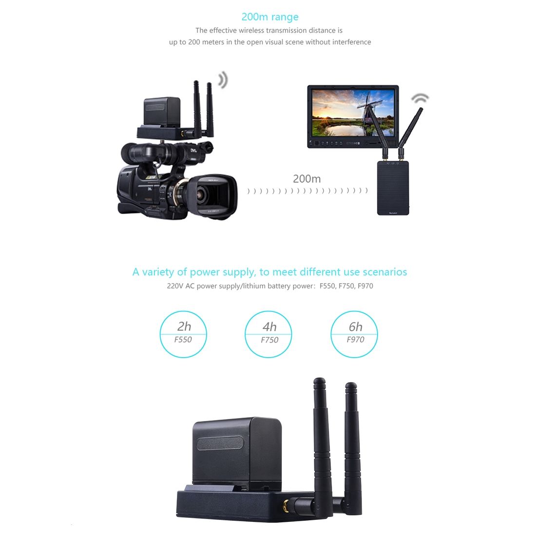 T1 4K HDMI 2.0 Wireless Audio Video Transmitter Receiver Extender Transmission System, Transmission Distance: 400m, AU Plug(Black)