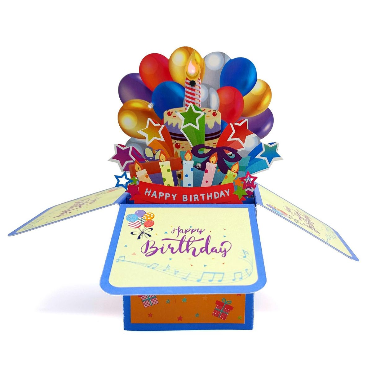 Diy Birthday Card 3d Surprise Greeting Card with Light Music Candle Multicolor