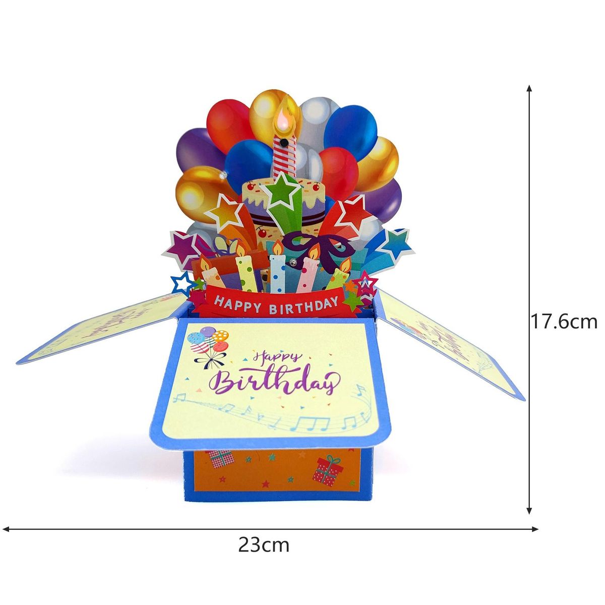 Diy Birthday Card 3d Surprise Greeting Card with Light Music Candle Multicolor