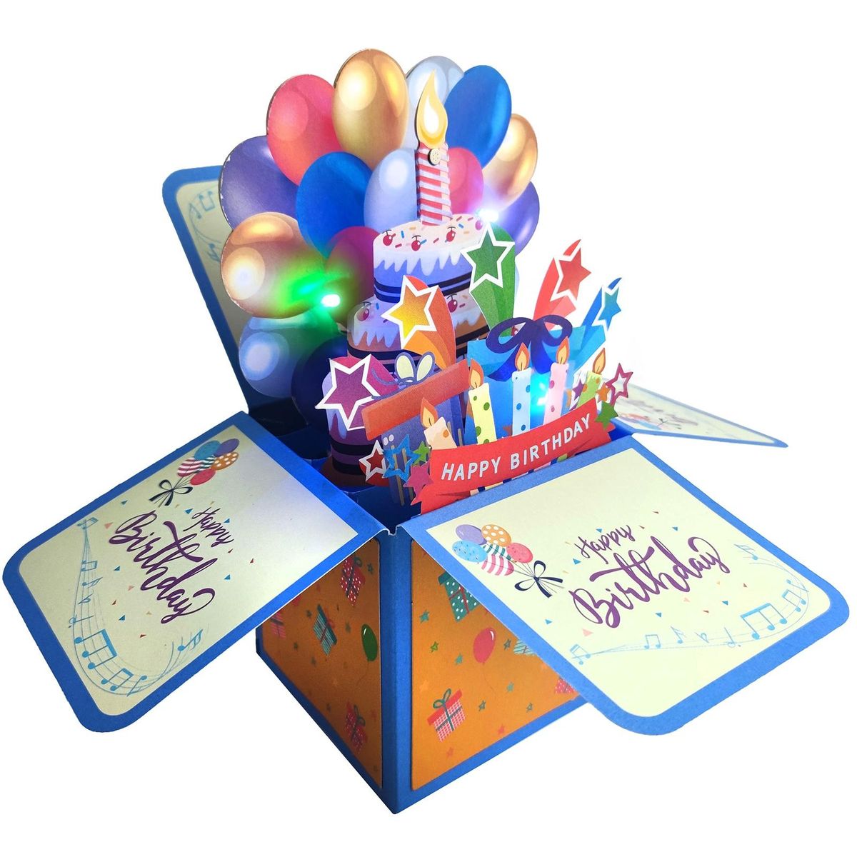 Diy Birthday Card 3d Surprise Greeting Card with Light Music Candle Multicolor