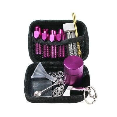 11Pcs/set Snuff Bottle Kit Set Aluminum  Snuff Sniffer+Storage Container Jar+ Plastic Funnel + Metal Dispenser Spoon