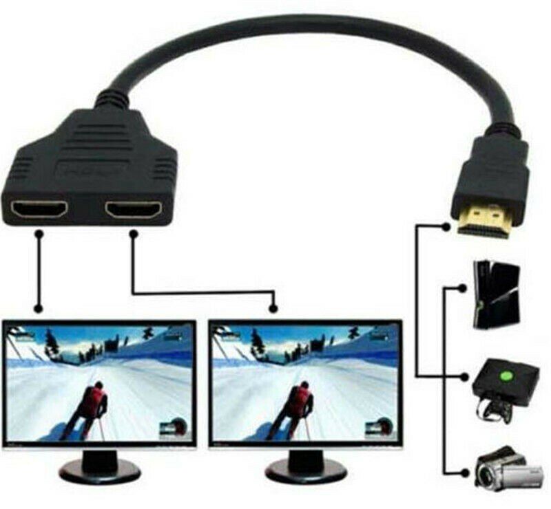 HDMI-compatible 2 Dual Port Y Splitter 1080P Male To Double Female Adapter Cable 1 In 2 Out For Games Videos Multimedia Devices-1