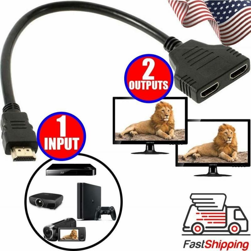 HDMI-compatible 2 Dual Port Y Splitter 1080P Male To Double Female Adapter Cable 1 In 2 Out For Games Videos Multimedia Devices-1