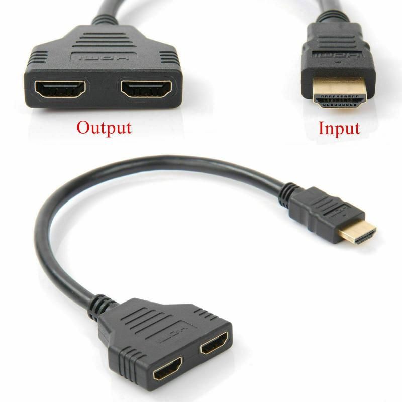 HDMI-compatible 2 Dual Port Y Splitter 1080P Male To Double Female Adapter Cable 1 In 2 Out For Games Videos Multimedia Devices-1