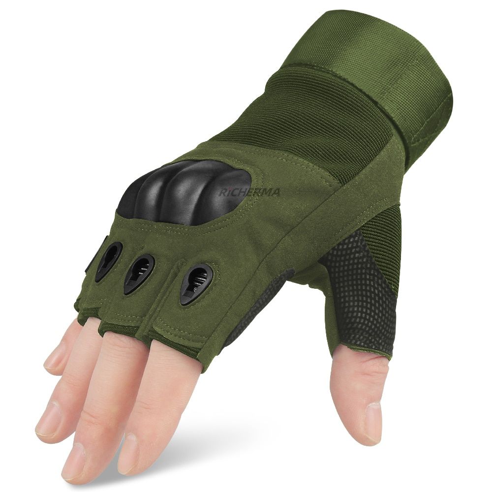 Summer Fingerless Motorcycle Gloves Hard S Hand Gloves Summer Moto Motorbike Gloves Motor Biker Riding Cycling  Green