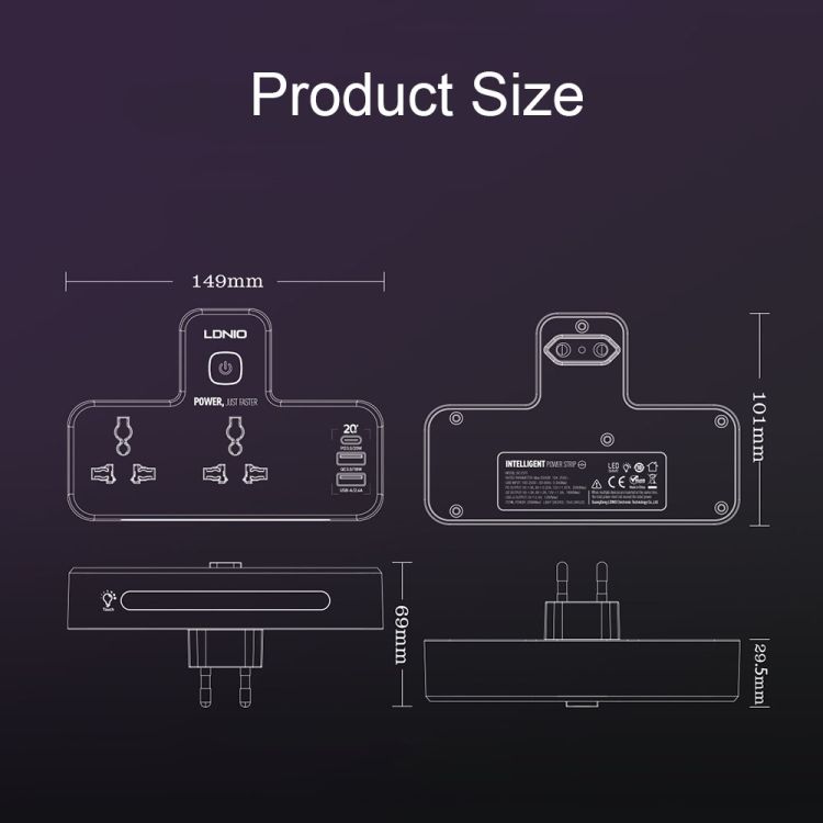 LDNIO SC2311 2 + 3 USB Ports Wireless Socket, Spec: EU Plug