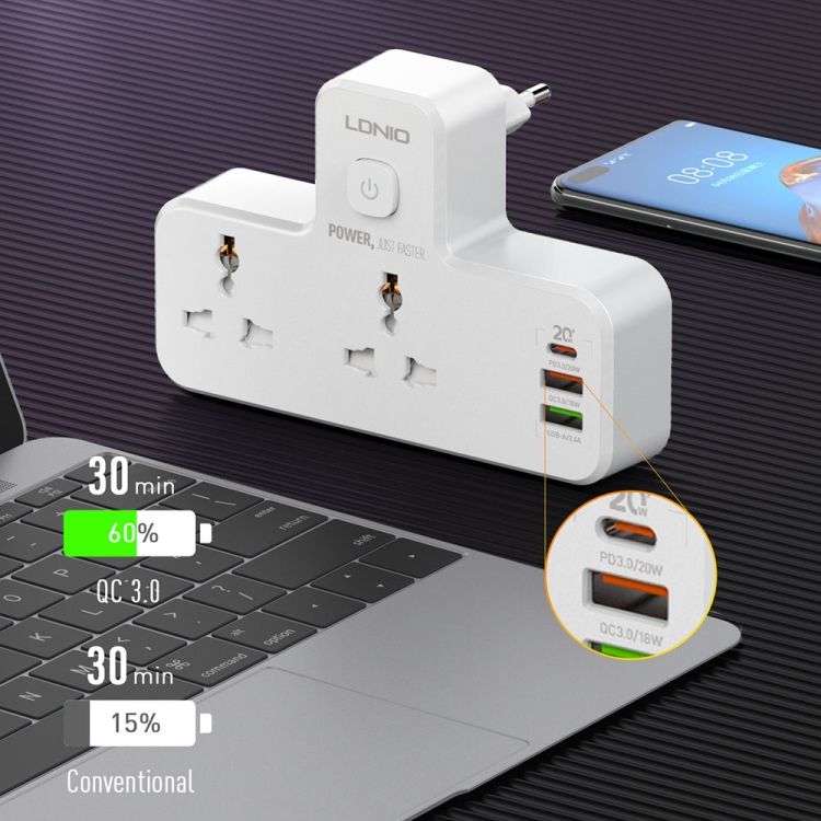 LDNIO SC2311 2 + 3 USB Ports Wireless Socket, Spec: EU Plug