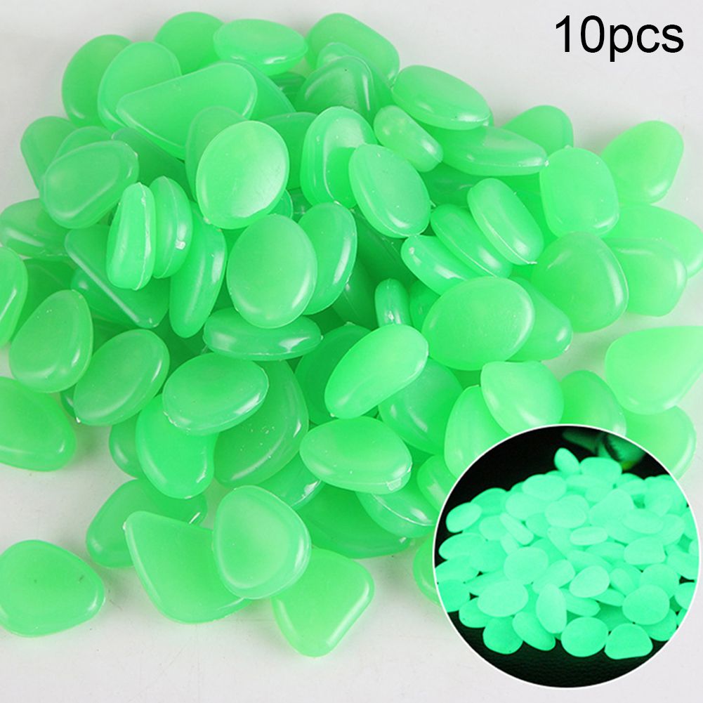 10Pcs Luminous Stones Glow In The Dark Decorative Pebbles Aquarium Ornaments-Grass Green