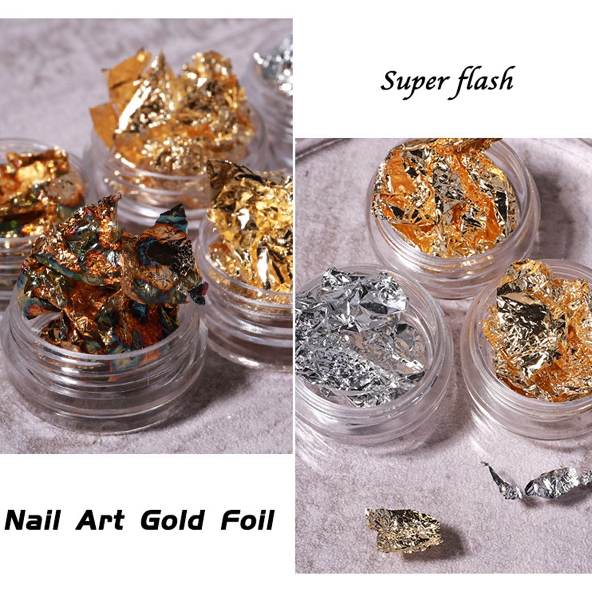 12 Boxes Gold Silver Copper Foil Tinfoil Paillette Chip Foil