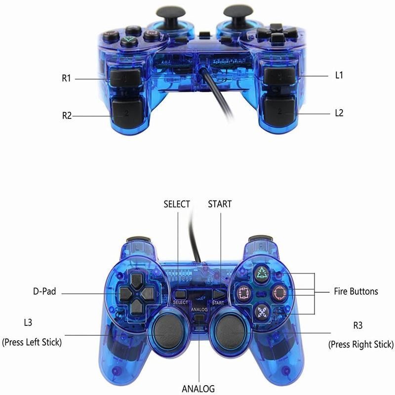 2020 Black Game Controller Twin Shock Joypad Pad For Sony PS2 Playstation 2 For WinXP/Win7/Win8/Win10 For Vista Black 03 Red